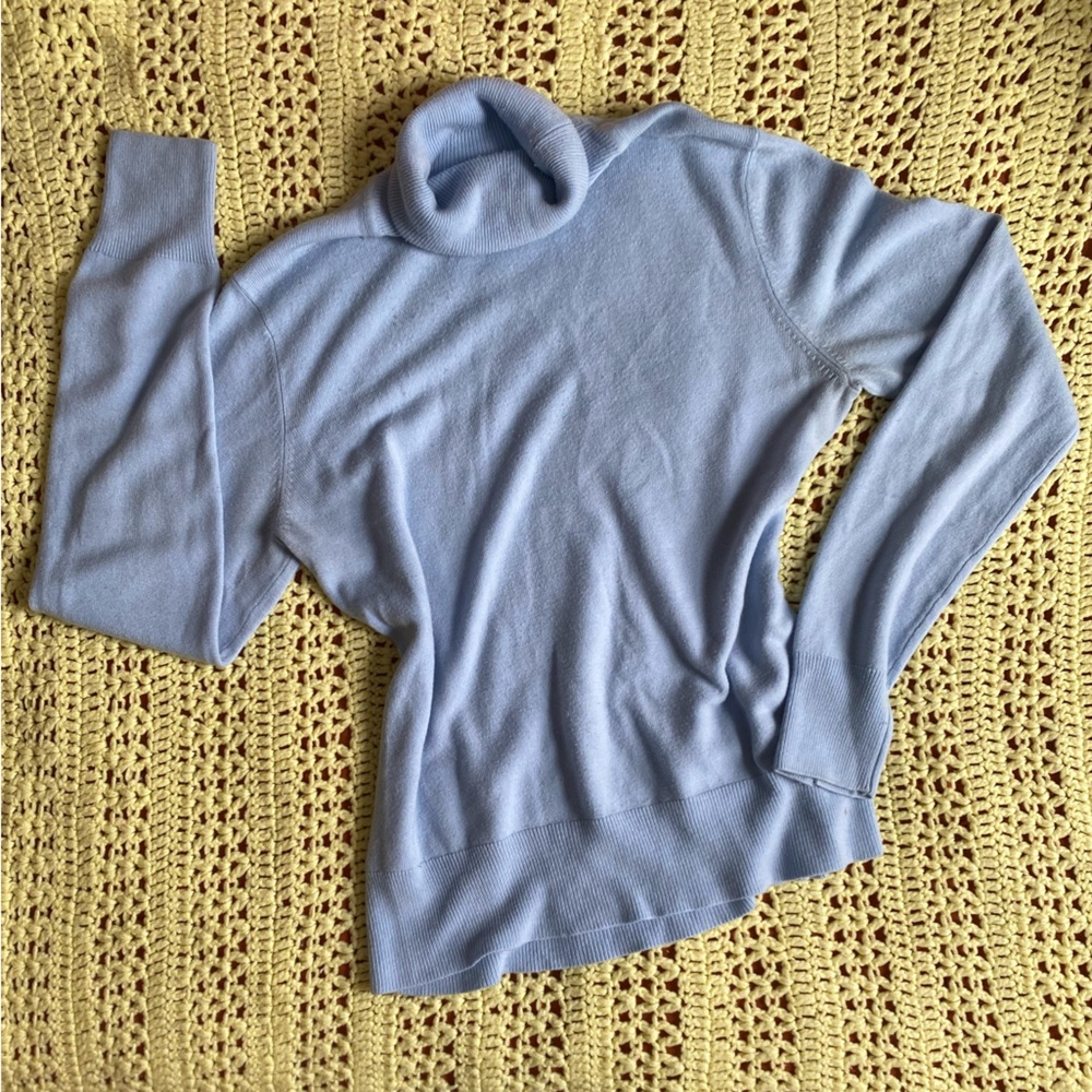 Soft blue turtleneck sweater
